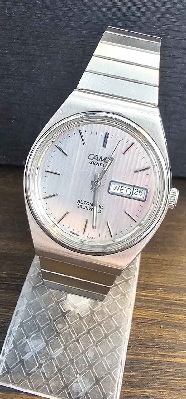 WhatsApp Image 2025-09-14 at 1.39.14 PM Vintage Camy Automatic 2836 ETA Caliber 25-Jewels Silver Dial Switzerland made Men’s watch (Used) - Image 1