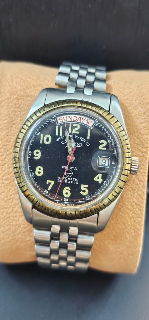 WhatsApp Image 2025-10-10 at 2.23.53 PM Vintage West end watch Co “President” Automatic 2836-2 caliber Switzerland 🇨🇭 made 25-jewels Men’s watch (USED) - Image 1