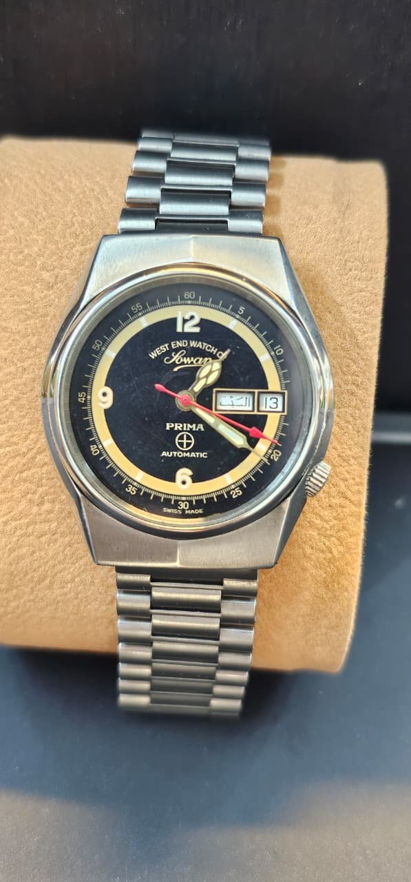 WhatsApp Image 2025-10-10 at 3.18.51 PM VINTAGE WEST END WATCH SOWAR MILITARY AUTOMATIC ETA MOVEMENT NUMERALS BLACK DIAL FOR MEN’S - Image 1