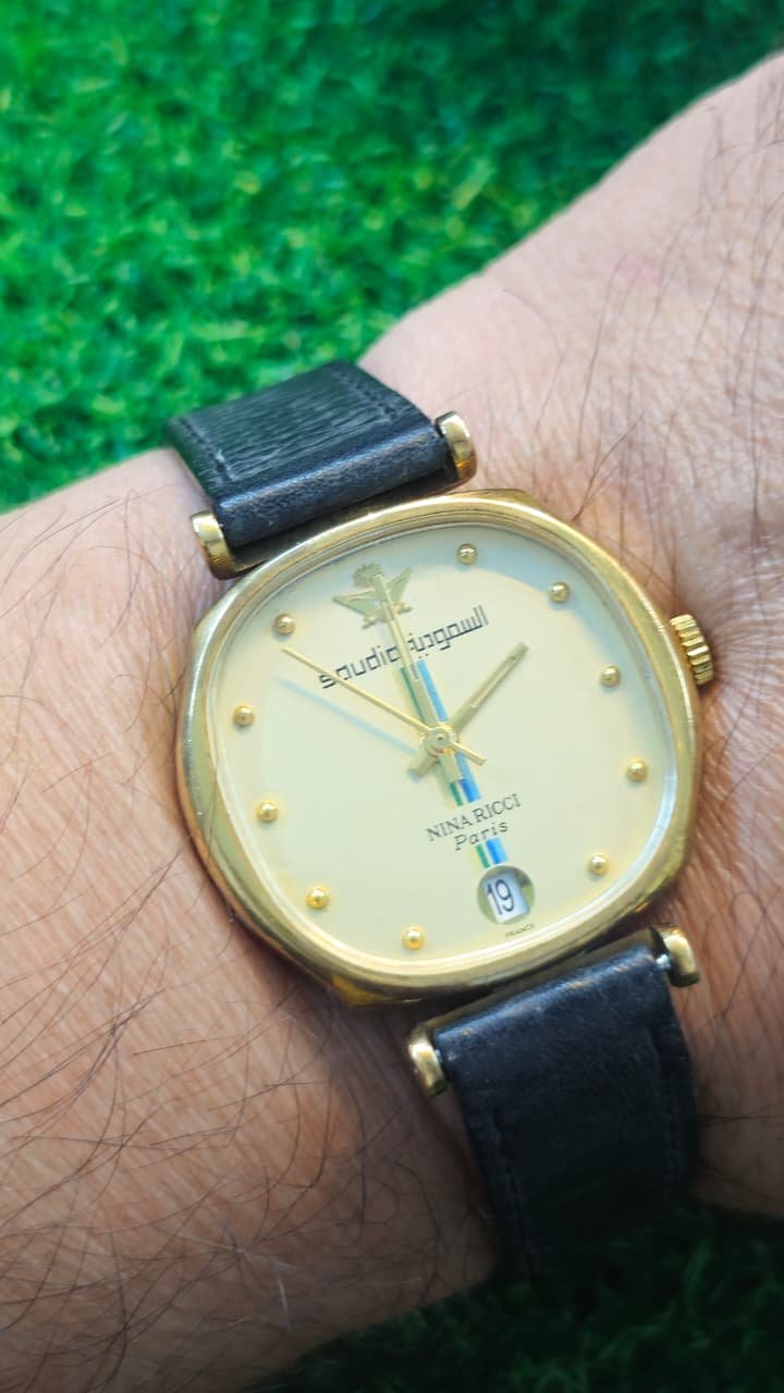 WhatsApp Image 2026-01-20 at 2.24.07 PM Vintage Nina Ricci Switzerland 🇨🇠made Quartz Watch with Saudia Emblem for Ladies (Used) - Image 2