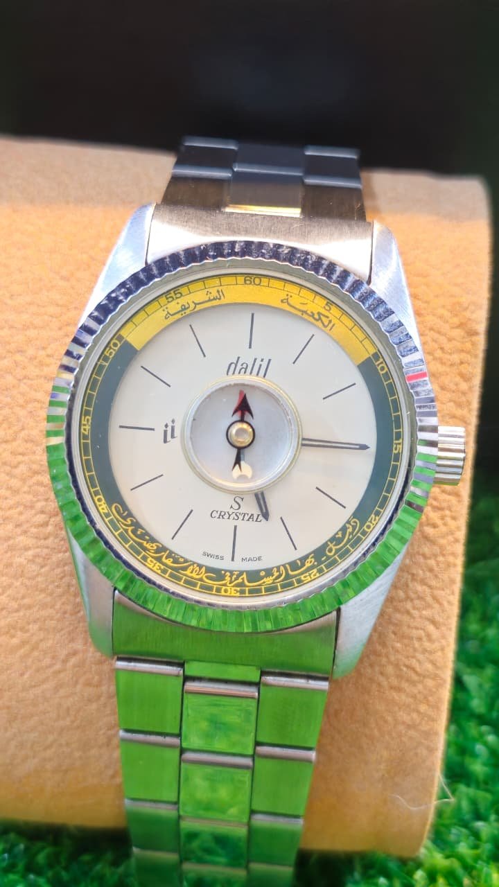 WhatsApp Image 2026-01-24 at 2.42.35 PM Vintage Dalil Crystal Mechanical automatic ETA 2671 Switzerland 🇨🇠made Qibla Compass Men's watch (Used) - Image 1