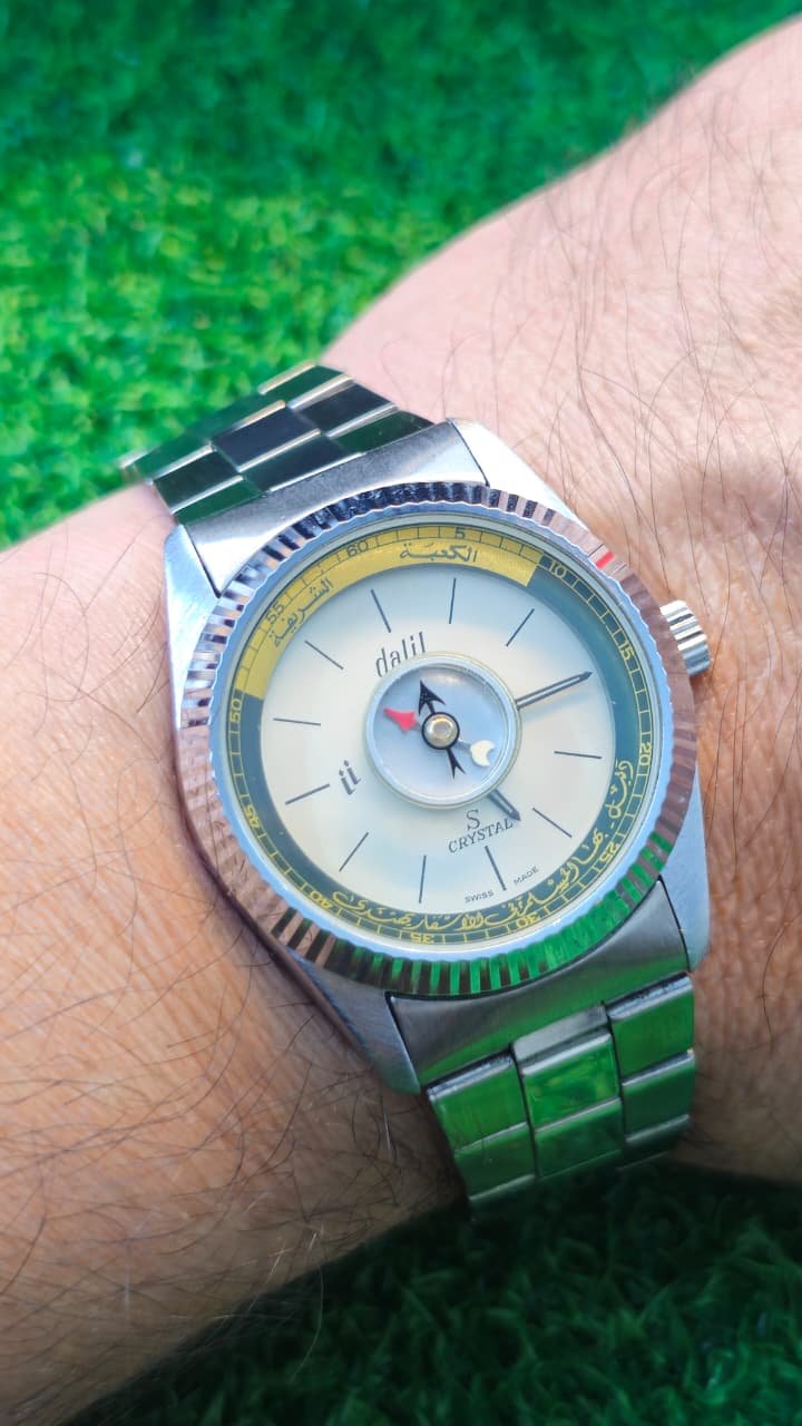 WhatsApp Image 2026-01-24 at 2.42.38 PM (1) Vintage Dalil Crystal Mechanical automatic ETA 2671 Switzerland 🇨🇠made Qibla Compass Men's watch (Used) - Image 2