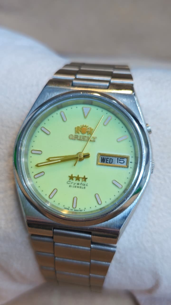 WhatsApp Image 2026-04-16 at 4.49.32 PM Vintage Orient Crystal Automatic 21-jewels Radium Dial Japan made Men’s watch (Used) - Image 1