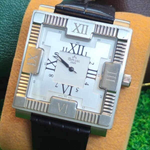 Brocot Big Square Dial Quartz movement Sapphire crystal Switzerland 🇨🇭 made Men's watch (Used)