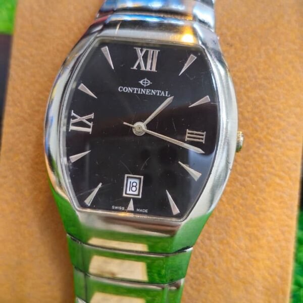Continental Swiss — Tonneau Case,2258 Quartz Movement Switzerland 🇨🇭 Made Black Dial Dress Watch for Men's (Used)