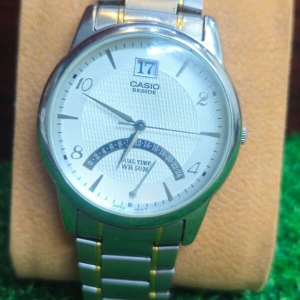 Casio Beside Dual Time — Quartz BEM 104 Dress Watch, WR 50M Japan Movement For Men's (Used)