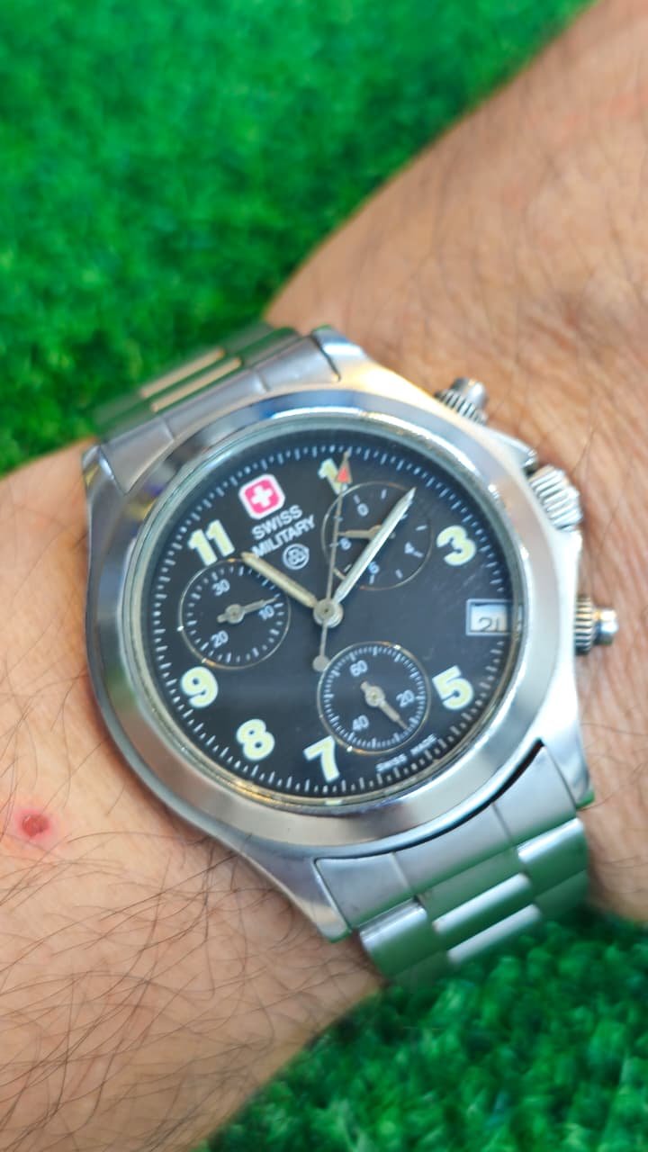 WhatsApp Image 2026-07-08 at 12.38.42 PM Swiss Military 6-433 (Wenger) Quartz Chronograph β Swiss Made, Tri-Subdial Field Watch Switzerland π¨π made Men's watch (Used) - Image 2