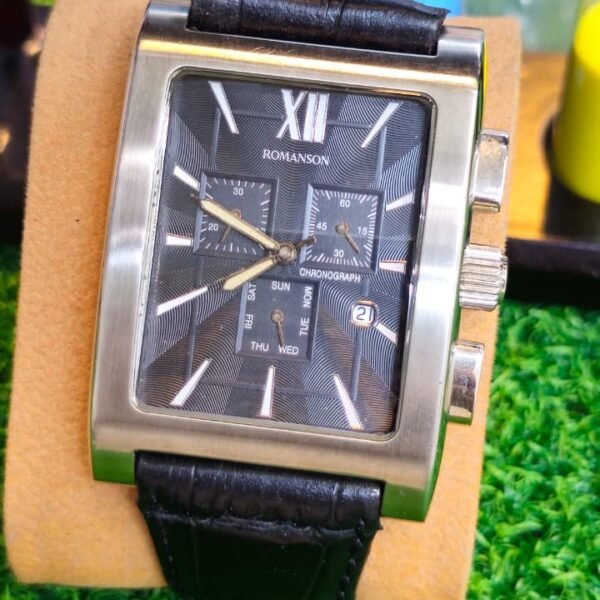 Romanson Adel Chronograph — Rectangular Tank-Style Case, Day-Date Sapphire crystal Switzerland 🇨🇭 made Men's watch (Used)