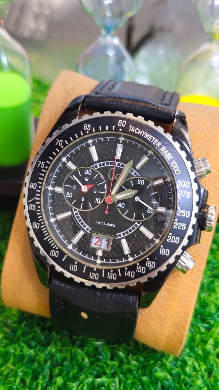 WhatsApp Image 2026-07-08 at 12.57.05 PM Swiss Made Quartz Chronograph — Black PVD, Tachymeter Bezel watch for Men's (Used) - Image 1