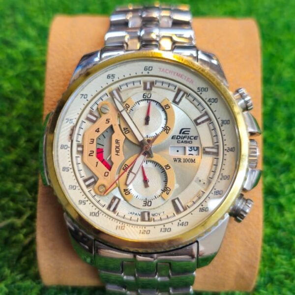 Casio Edifice EF 558 Chronograph — Gold-Tone Racing Multi-Dial, Tachymeter Japan made Men's watch (Used)