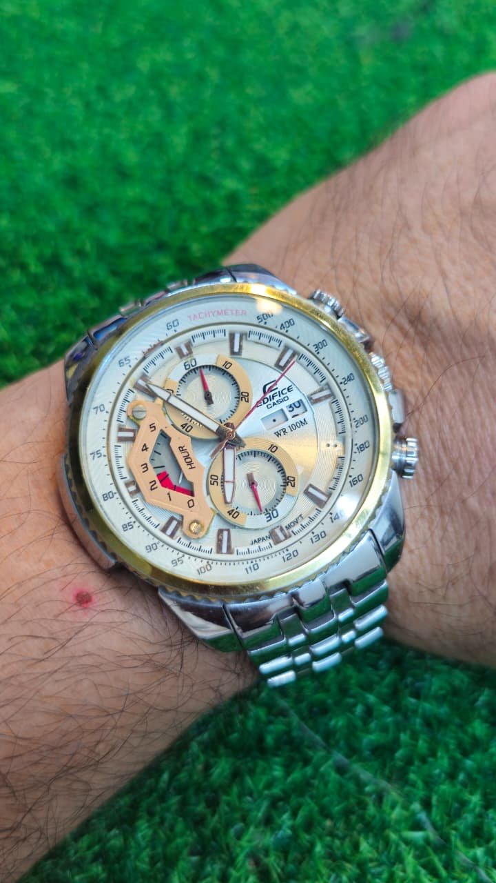 WhatsApp Image 2026-07-08 at 2.56.33 PM (1) Casio Edifice EF 558 Chronograph — Gold-Tone Racing Multi-Dial, Tachymeter Japan made Men's watch (Used) - Image 2