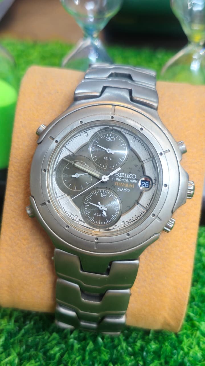 WhatsApp Image 2026-07-08 at 5.52.13 PM Vintage SEIKO Quartz CHRONOGRAPH TITANIUM SQ 100 — Ref. 7T32-6H80 Japan made Men's watch (Used) - Image 1