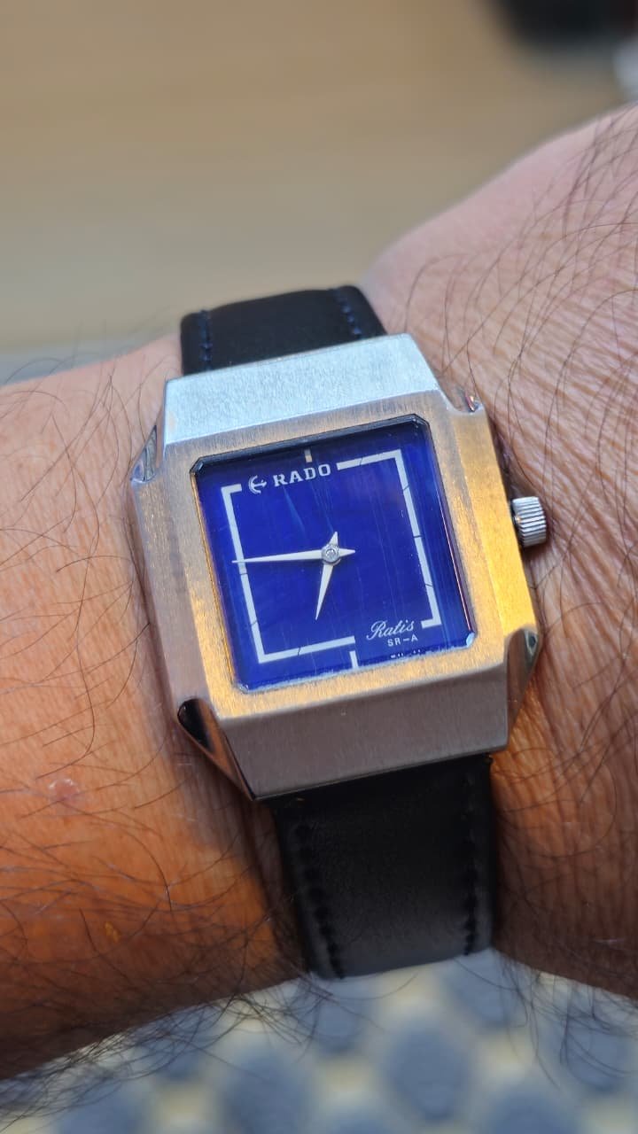 WhatsApp Image 2026-07-20 at 5.01.23 PM Vintage Rado Ratis SR-A — Square Case, Striking Blue Dial Handwind Movement Switzerland 🇨🇭 made Men's watch (Used) - Image 2