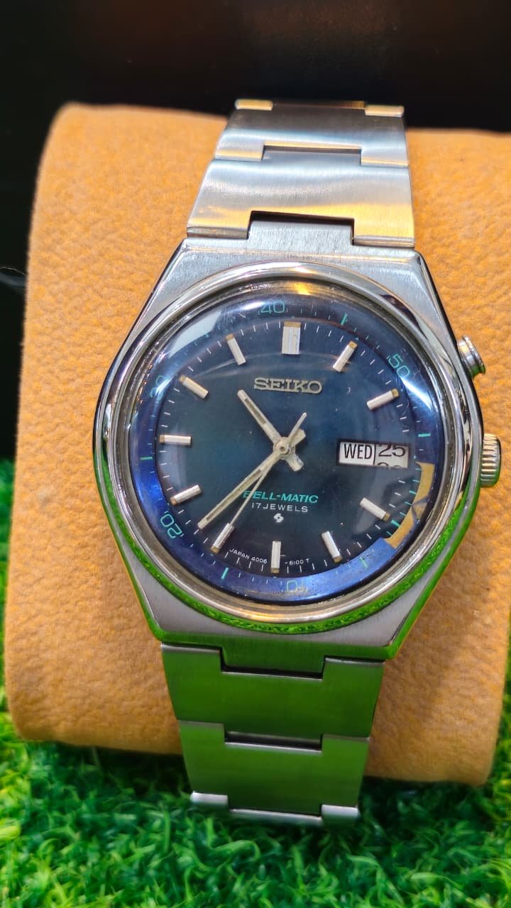 WhatsApp Image 2026-07-20 at 5.15.48 PM Vintage 1970s Seiko Bell-Matic — Automatic Ref. 4006-6100,caliber 17-jewels Alarm Complication, Blue Dial Japan made Men’s watch (Used) - Image 1