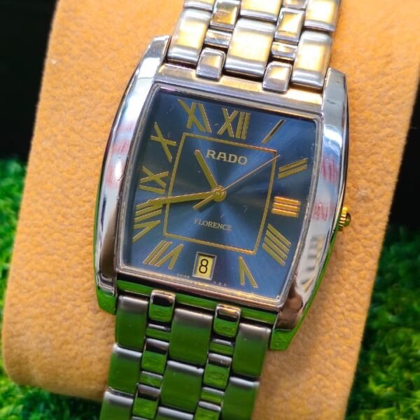 Rado Florence — Swiss Quartz, Cushion Case, Blue Roman Numeral Dial Switzerland 🇨🇭 made Men's watch (Used)