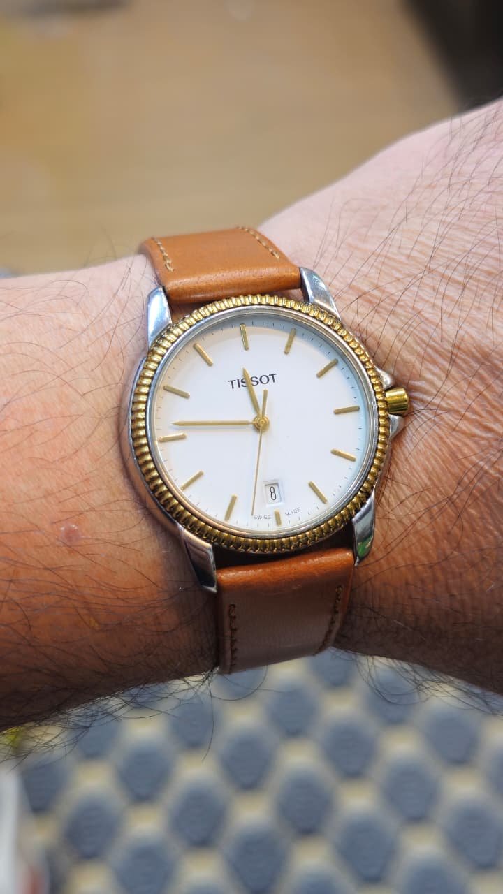 WhatsApp Image 2026-07-20 at 7.32.22 PM Vintage Tissot — Swiss Quartz, Sapphire Crystal, Two-Tone Coin-Edge Bezel, Ref. C277/377C For Men's (Used) - Image 2