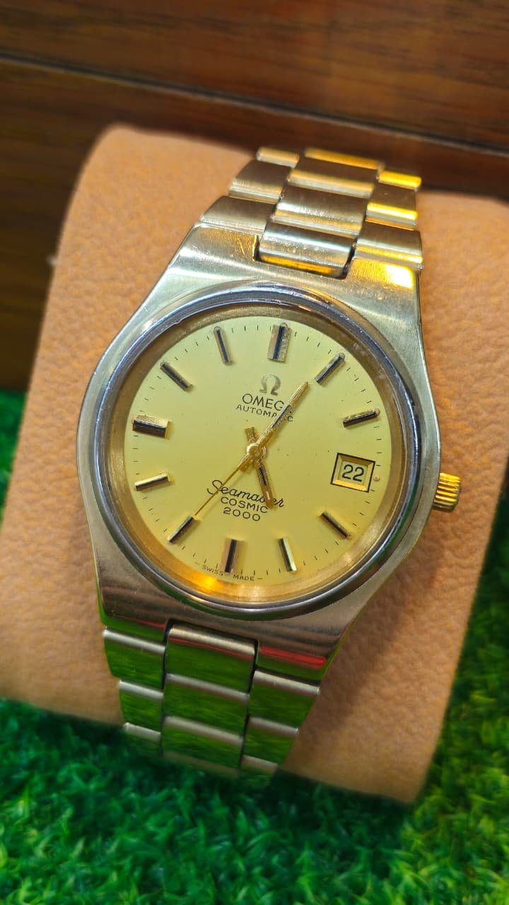 WhatsApp Image 2026-08-04 at 2.25.27 PM **Omega Seamaster Cosmic 2000 Automatic — Gold-Tone, Swiss Made Men's Watch (Used) - Image 1
