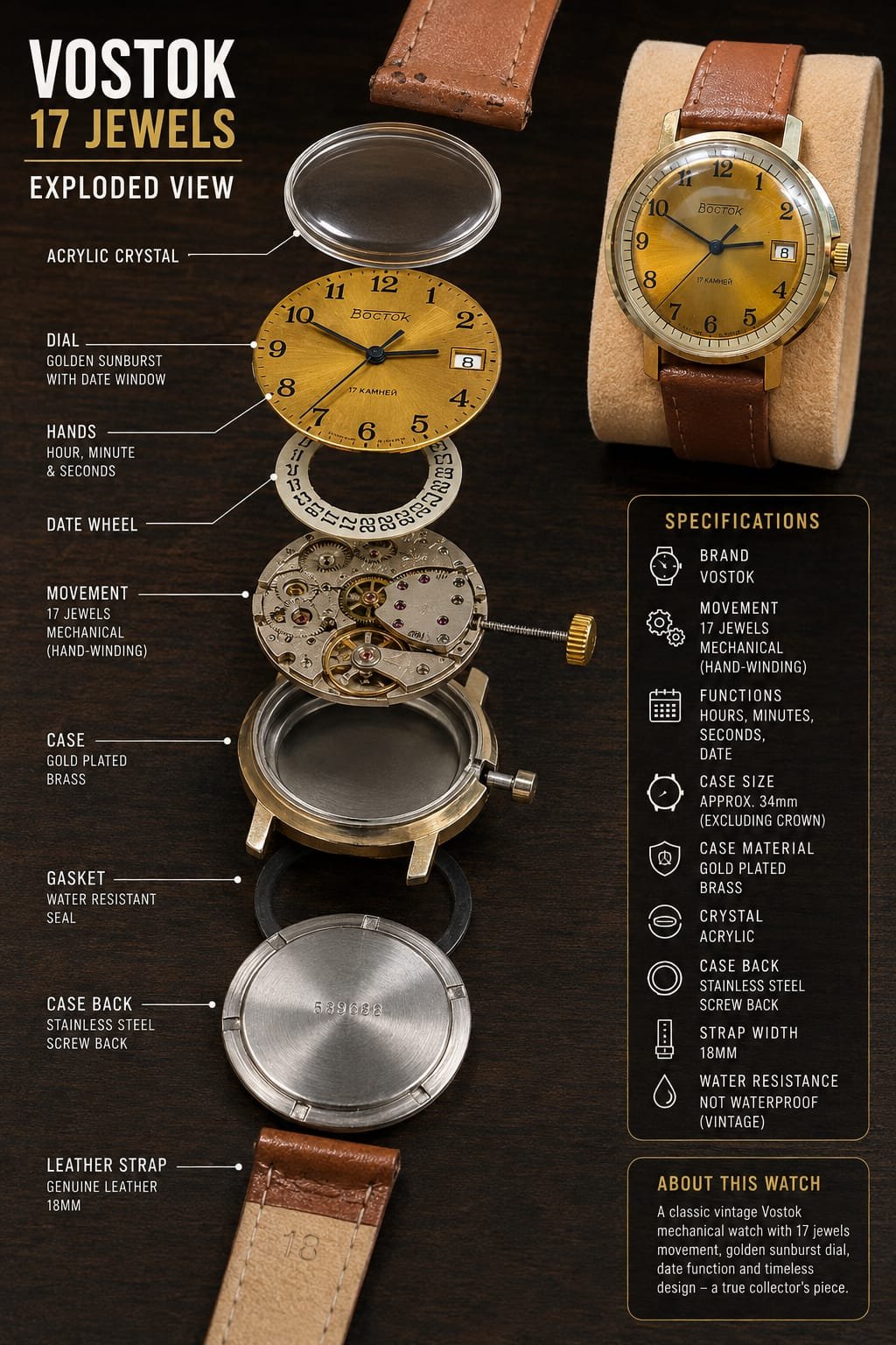 WhatsApp Image 2026-08-25 at 3.37.14 PM ⌚ VOSTOK 17 JEWELS – HAND-WIND MECHANICAL – DATE (Vintage Used) - Image 1